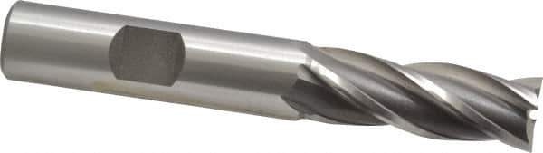 OSG - 12mm, 1-1/4" LOC, 1/2" Shank Diam, 3-1/4" OAL, 4 Flute, Cobalt Square End Mill - Single End, Uncoated, Spiral Flute, 30° Helix, Right Hand Cut, Right Hand Flute, Series 581 - Exact Tool & Supply