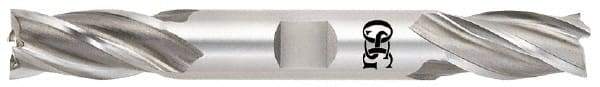 OSG - 31/32", 1-7/8" LOC, 1" Shank Diam, 6-3/8" OAL, 4 Flute, Cobalt Square End Mill - Double End, Uncoated, Spiral Flute, 30° Helix, Right Hand Cut, Right Hand Flute, Series 542 - Exact Tool & Supply