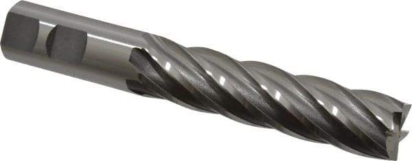 OSG - 7/8", 3-1/2" LOC, 7/8" Shank Diam, 5-3/4" OAL, 6 Flute, Cobalt Square End Mill - Single End, Uncoated, Spiral Flute, 30° Helix, Centercutting, Right Hand Cut, Right Hand Flute, Series 546 - Exact Tool & Supply