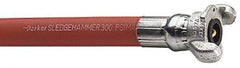 Parker - 3/4" ID x 1-5/32" OD 50' Long Sledgehammer Hose - Universal Style Coupling Ends, 300 Working psi, -40 to 212°F, Red - Exact Tool & Supply