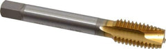 OSG - 1/2-13 UNC, 3 Flute, TiN Finish, Vanadium High Speed Steel Spiral Point Tap - Plug Chamfer, Right Hand Thread, 3-3/8" OAL, 1-21/32" Thread Length, 0.367" Shank Diam, 3B Class of Fit - Exact Tool & Supply