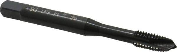 OSG - M6x1.00 Metric Coarse, 3 Flute, Oxide Finish, Vanadium High Speed Steel Spiral Point Tap - Plug Chamfer, Right Hand Thread, 2-1/2" OAL, 1" Thread Length, 0.255" Shank Diam, 6H Class of Fit - Exact Tool & Supply
