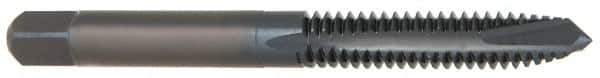 OSG - M3x0.50 Metric Coarse, 3 Flute, TiCN Finish, High Speed Steel Spiral Point Tap - Plug Chamfer, Right Hand Thread, 1-15/16" OAL, 5/8" Thread Length, 0.141" Shank Diam, 6H Class of Fit, Series 344TI - Exact Tool & Supply