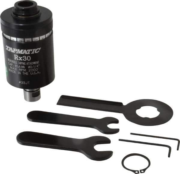 Tapmatic - Model RX30, No. 0 Min Tap Capacity, 1/4 Inch Max Mild Steel Tap Capacity, JT33 Mount Tapping Head - 21600 (J116), 21700 (J117) Compatible, Includes Tap Clamping Wrenches, for Manual Machines - Exact Tool & Supply