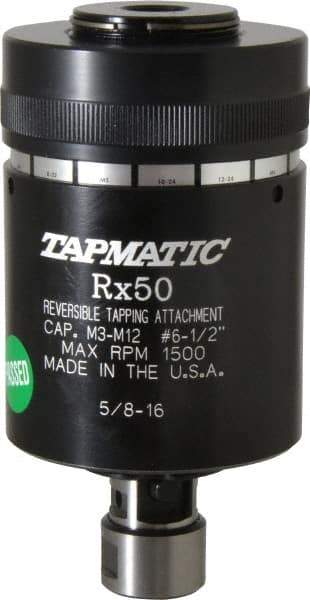 Tapmatic - Model RX50, No. 6 Min Tap Capacity, 1/2 Inch Max Mild Steel Tap Capacity, 5/8-16 Mount Tapping Head - 22100 (J421), 22200 (J422) Compatible, Includes Tap Clamping Wrenches, for Manual Machines - Exact Tool & Supply
