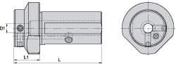 Kennametal - 32mm Hole Diamter, KM63XMZ Outside Modular Connection, Boring Bar Reducing Adapter - 30mm Projection, 54mm Nose Diameter, 105mm Overall Length, Through Coolant - Exact Tool & Supply