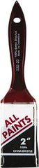 Premier Paint Roller - 2" Flat China Bristle General Purpose Paint Brush - 2-1/4" Bristle Length, 5" Wood Beavertail Handle - Exact Tool & Supply