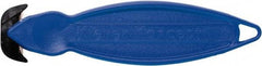 Klever Innovations - Fixed Safety Cutter - 1-1/4" Carbon Steel Blade, Blue Plastic Handle, 1 Blade Included - Exact Tool & Supply