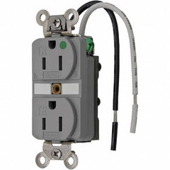Hubbell Wiring Device-Kellems - 125V 15A NEMA 5-15R Hospital Grade Gray Straight Blade Duplex Receptacle - Exact Tool & Supply