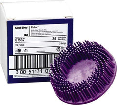 3M - 3" 36 Grit Ceramic Straight Disc Brush - Very Coarse Grade, Type R Quick Change Connector, 3/4" Trim Length, 0.37" Arbor Hole - Exact Tool & Supply