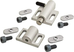 80/20 Inc. - 76mm Long x 38mm Wide x 0.66mm High, Deadbolt Latch with Side Latch - Aluminum Body with Stainless Steel Bolt, Spring & Handle, with Clear Anodized Finish - Exact Tool & Supply