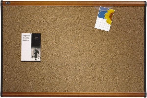 Quartet - 36" Wide x 24" High Open Cork Bulletin Board - Brown - Exact Tool & Supply