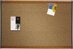 Quartet - 36" Wide x 24" High Open Cork Bulletin Board - Brown - Exact Tool & Supply