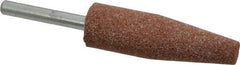 Norton - 3/4" Head Diam x 2-1/2" Thickness, A1, Cone End, Aluminum Oxide Mounted Point - Brown, Medium Grade, 60 Grit, 20,960 RPM - Exact Tool & Supply