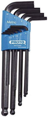 Proto - 9 Piece L-Key Ball End Hex Key Set - Hex Range 1.5 to 10mm, Carbon Steel - Exact Tool & Supply