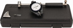 Mitutoyo - 6 Anvil, 1.4 to 2-1/2" Dial Bore Gage - 0.0001" Graduation, 5.9" Gage Depth, Accurate to 0.00008", Carbide Contact Point - Exact Tool & Supply