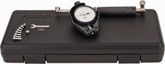Mitutoyo - 9 Anvil, 0.7 to 1.4" Dial Bore Gage - 0.0001" Graduation, 4.1" Gage Depth, Accurate to 0.00008", Carbide Contact Point - Exact Tool & Supply