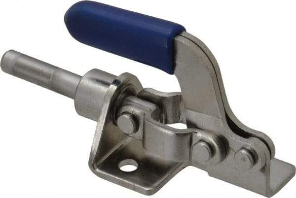 Gibraltar - 100 Lb Load Capacity, Flanged Base, Stainless Steel, Standard Straight Line Action Clamp - 3 Mounting Holes, 0.17" Mounting Hole Diam, 1/4" Plunger Diam, Thumb Handle - Exact Tool & Supply