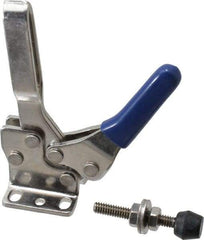 Gibraltar - 250 Lb Holding Capacity, Horizontal Handle, Manual Hold Down Toggle Clamp - 61° Handle Movement, 91° Bar Opening, U-Bar, Flanged Base, Electro-Plated Zinc, Stainless Steel - Exact Tool & Supply