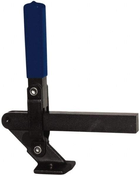 Gibraltar - 1,000 Lb Holding Capacity, Vertical Handle, Manual Hold Down Toggle Clamp - 177° Handle Movement, 180° Bar Opening, Solid Bar, Flanged Base, Electro-Plated Zinc, Carbon Steel - Exact Tool & Supply