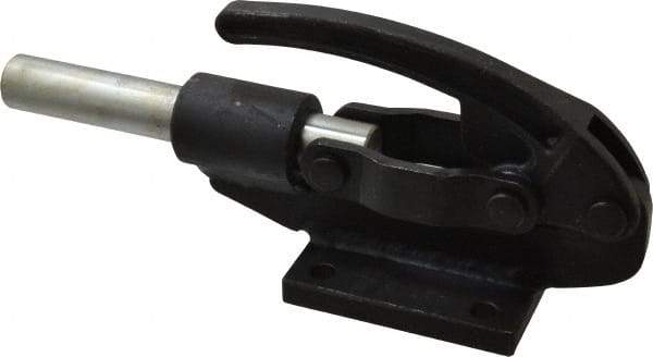 Gibraltar - 16,000 Lb Load Capacity, Flanged Base, Carbon Steel, Standard Straight Line Action Clamp - 4 Mounting Holes, 0.41" Mounting Hole Diam, 0.99" Plunger Diam, Straight Handle - Exact Tool & Supply