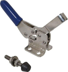 Gibraltar - 150 Lb Holding Capacity, Horizontal Handle, Manual Hold Down Toggle Clamp - 60° Handle Movement, 90° Bar Opening, U-Bar, Flanged Base, Electro-Plated Zinc, Stainless Steel - Exact Tool & Supply