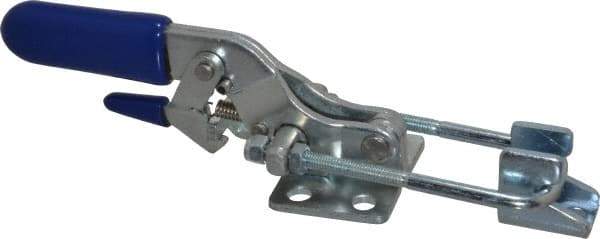 Gibraltar - 720 Lb Capacity, Horizontal, U Hook, Flanged Base, Carbon Steel Pull Action Latch Clamp - 1-3/4" Drawing Movement, 6.07" OAL, Threaded U Hook, Straight Handle - Exact Tool & Supply