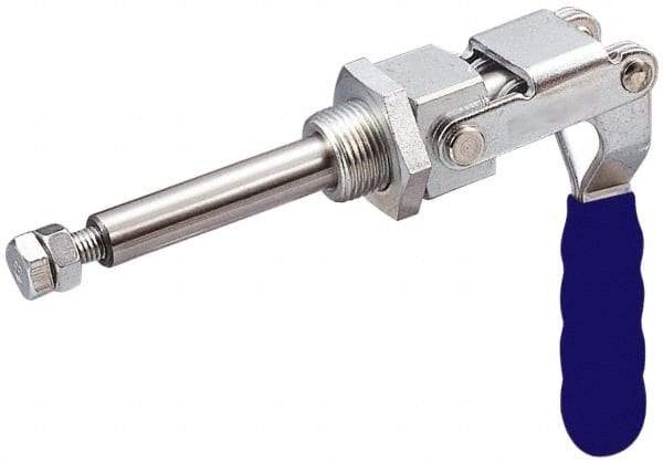 Gibraltar - 400 Lb Load Capacity, Mounting Plate Base, Stainless Steel, Standard Straight Line Action Clamp - 0.44" Plunger Diam, Straight Handle - Exact Tool & Supply