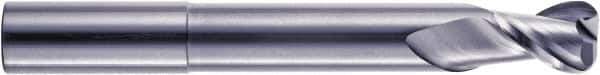 RobbJack - 3/8", 2 Flute, Single End, Solid Carbide, 0.03" Corner Radius End Mill - 4" OAL, 40° Helix, Right Hand Flute, 3/8" LOC, Right Hand Cut, 1" Extended Reach - Exact Tool & Supply