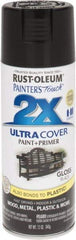 Rust-Oleum - Black, Gloss, Enamel Spray Paint - 8 to 12 Sq Ft per Can, 12 oz Container - Exact Tool & Supply