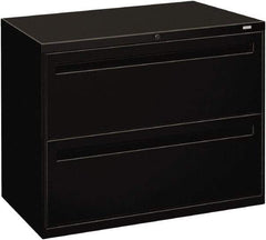 Hon - 36" Wide x 28-3/8" High x 19-1/4" Deep, 2 Drawer Lateral File - Steel, Black - Exact Tool & Supply