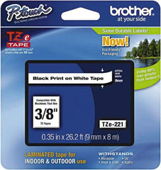 Brother - 3/8" Wide x 314.4" Long, White Plastic/Paper Tape Cassette - For Label Maker - Exact Tool & Supply