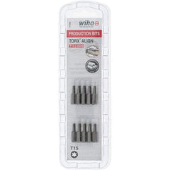 Wiha - 1/4" Drive T15 Torx Screwdriver Bit - 1" OAL, Insert Bit - Exact Tool & Supply