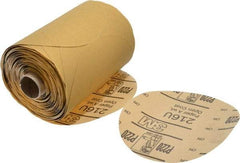 3M - 5" Diam, 220 Grit Aluminum Oxide Adhesive PSA Disc - Very Fine Grade, Gold, A Weighted Backing, Flexible, Use with Random Orbital Sanders - Exact Tool & Supply