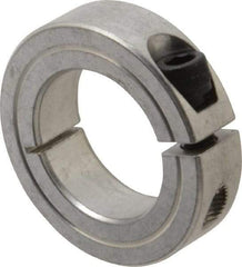 Climax Metal Products - 1-1/8" Bore, Aluminum, One Piece Clamping Shaft Collar - 1-7/8" Outside Diam, 1/2" Wide - Exact Tool & Supply