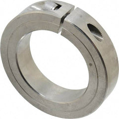 Climax Metal Products - 1-1/2" Bore, Stainless Steel, One Piece One Piece Split Shaft Collar - 2-3/8" Outside Diam, 9/16" Wide - Exact Tool & Supply