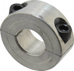 Climax Metal Products - 7/16" Bore, Aluminum, Two Piece Two Piece Split Shaft Collar - 15/16" Outside Diam, 3/8" Wide - Exact Tool & Supply
