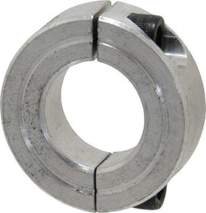 Climax Metal Products - 7/8" Bore, Aluminum, Two Piece Two Piece Split Shaft Collar - 1-5/8" Outside Diam, 1/2" Wide - Exact Tool & Supply