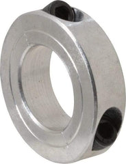 Climax Metal Products - 1-1/16" Bore, Aluminum, Two Piece Two Piece Split Shaft Collar - 1-7/8" Outside Diam, 1/2" Wide - Exact Tool & Supply