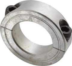 Climax Metal Products - 1-1/8" Bore, Aluminum, Two Piece Two Piece Split Shaft Collar - 1-7/8" Outside Diam, 1/2" Wide - Exact Tool & Supply
