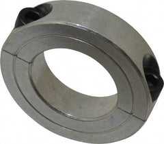Climax Metal Products - 1-3/16" Bore, Aluminum, Two Piece Two Piece Split Shaft Collar - 2-1/16" Outside Diam, 1/2" Wide - Exact Tool & Supply