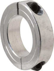 Climax Metal Products - 1-3/8" Bore, Aluminum, Two Piece Two Piece Split Shaft Collar - 2-1/4" Outside Diam, 9/16" Wide - Exact Tool & Supply