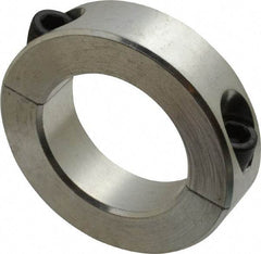 Climax Metal Products - 1-5/8" Bore, Aluminum, Two Piece Two Piece Split Shaft Collar - 2-5/8" Outside Diam, 11/16" Wide - Exact Tool & Supply