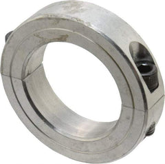Climax Metal Products - 1-15/16" Bore, Aluminum, Two Piece Two Piece Split Shaft Collar - 3" Outside Diam, 11/16" Wide - Exact Tool & Supply