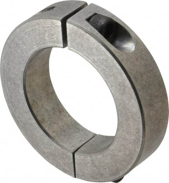 Climax Metal Products - 2-1/16" Bore, Aluminum, Two Piece Two Piece Split Shaft Collar - 3-1/4" Outside Diam, 3/4" Wide - Exact Tool & Supply