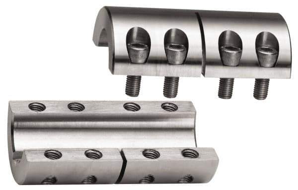 Climax Metal Products - 1/2" Inside x 1-1/8" Outside Diam, Two Piece Rigid Coupling without Keyway - 1-3/4" Long - Exact Tool & Supply