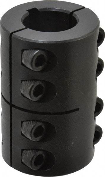 Climax Metal Products - 7/8" Inside x 1-5/8" Outside Diam, Two Piece Rigid Coupling with Keyway - 2-1/2" Long x 3/16" Keyway Width x 3/32" Keyway Depth - Exact Tool & Supply