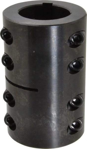 Climax Metal Products - 1-1/4" Inside x 2-1/16" Outside Diam, Two Piece Rigid Coupling with Keyway - 3-1/4" Long x 1/4" Keyway Width x 1/8" Keyway Depth - Exact Tool & Supply