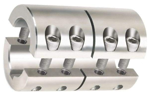 Climax Metal Products - 7/8" Inside x 1-5/8" Outside Diam, Two Piece Rigid Coupling with Keyway - 2-1/2" Long x 3/16" Keyway Width x 3/32" Keyway Depth - Exact Tool & Supply