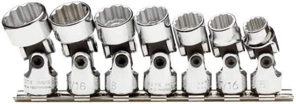 Proto - 7 Piece 3/8" Drive Standard Socket Set - 12 Points, 3/8 to 3/4", Inch Measurement Standard - Exact Tool & Supply